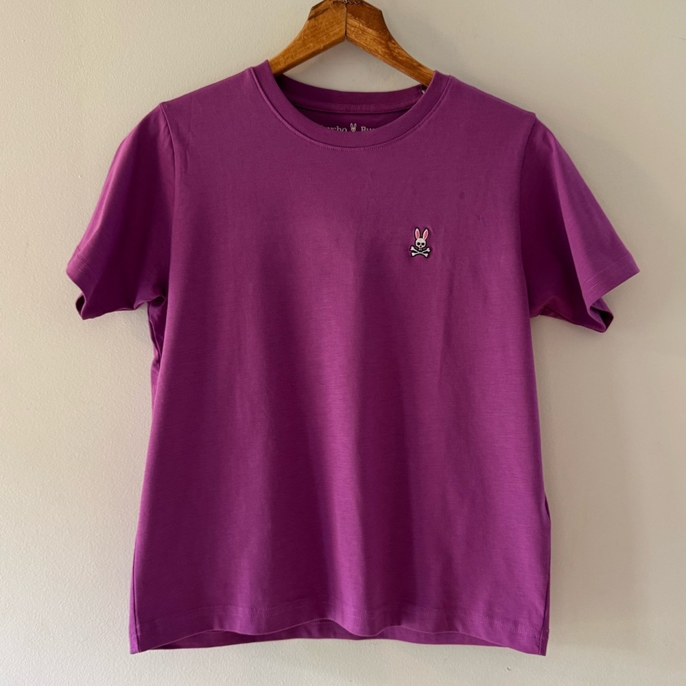NWT Psycho Bunny KIDS UNISEX Classic Crew Neck Tee T Shirt, Very Violet, 10-12 M